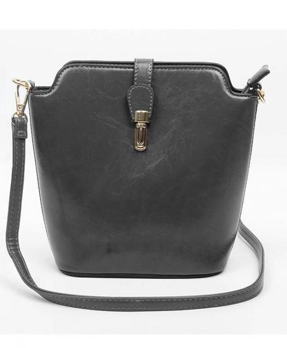 Gold Metal Clasp Detail Messenger Bag