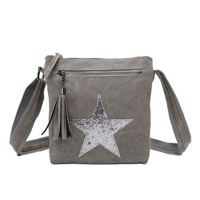 Craze London Multi color Star Canvas Shoulder Bag