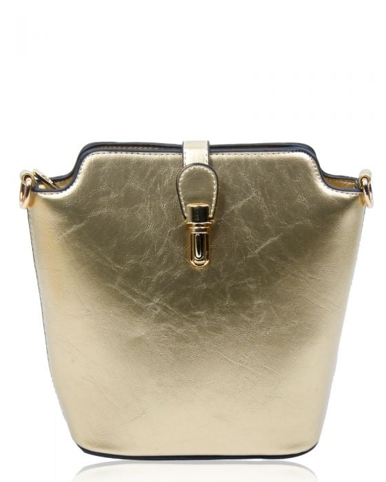 Gold Metal Clasp Detail Messenger Bag