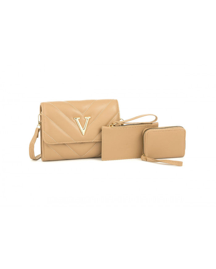 Craze London 3-in-1-Handbag with matching purse and cosmetic bag.
