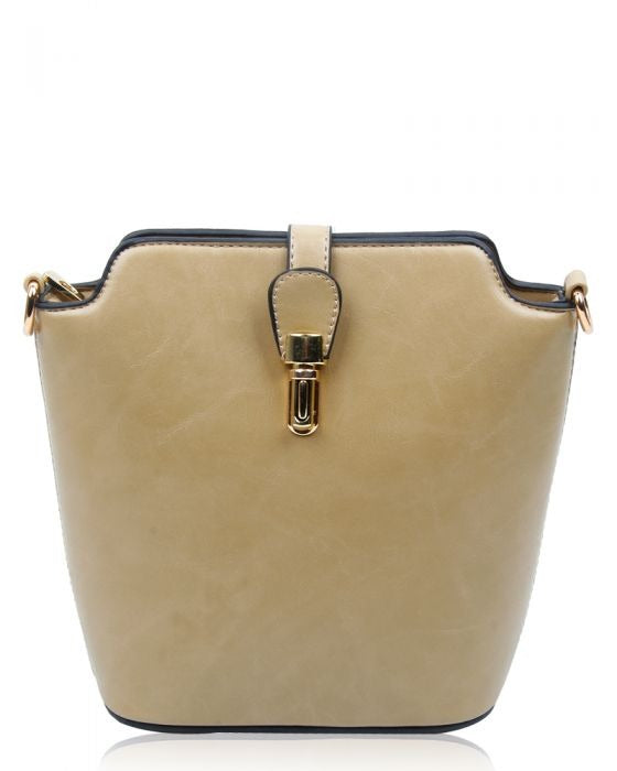 Gold Metal Clasp Detail Messenger Bag