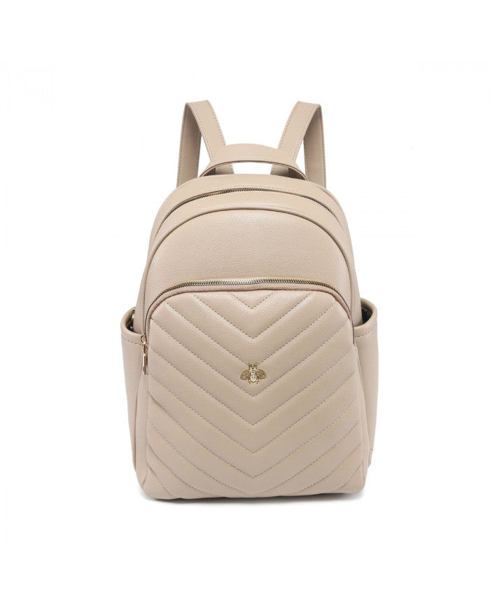 Craze London Backpack with quilted pattern and metal bee details