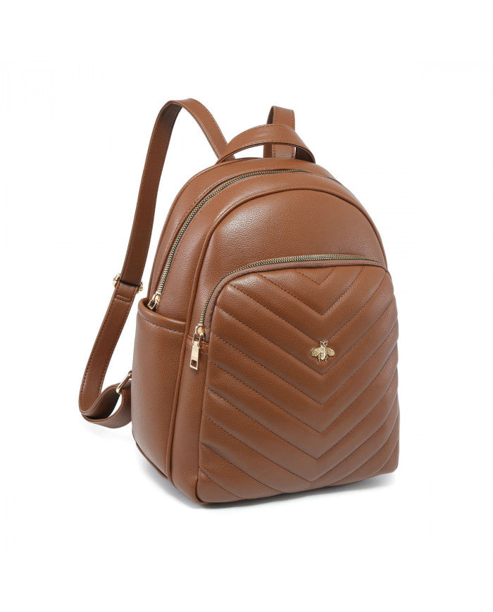 Craze London Backpack with quilted pattern and metal bee details