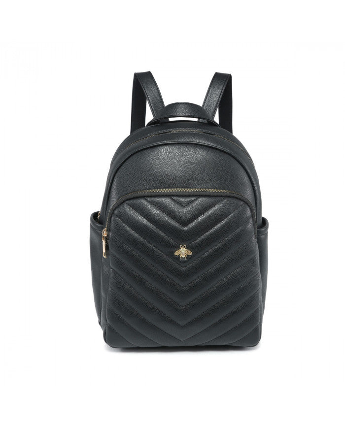 Craze London Backpack with quilted pattern and metal bee details