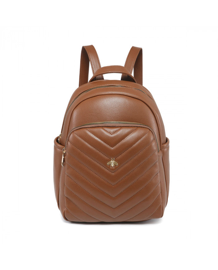 Craze London Backpack with quilted pattern and metal bee details