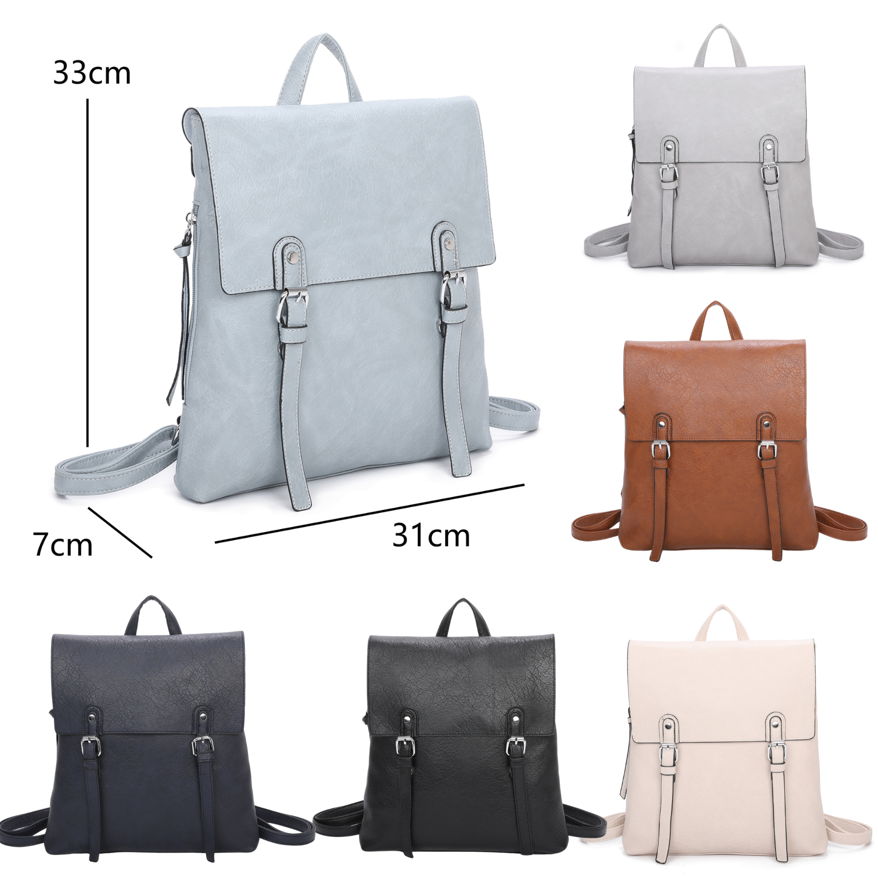 Craze London Double Buckles decoration Backpack