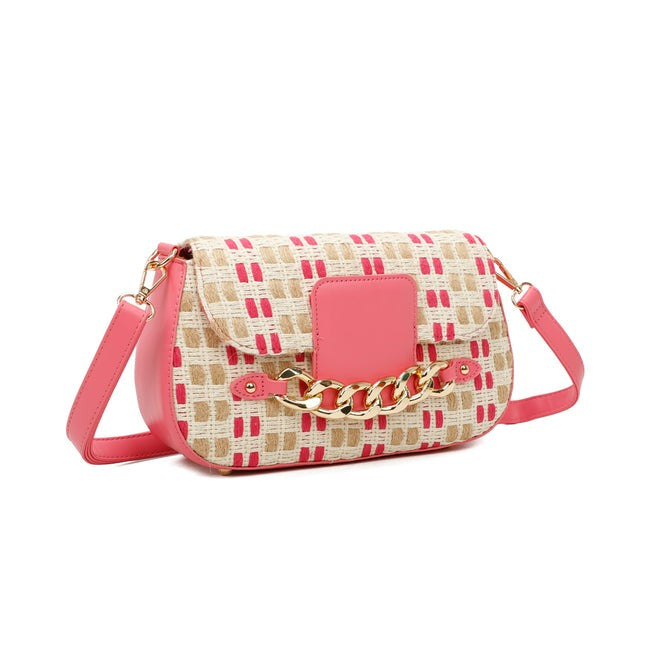 Craze London Canvas Crossbody Bag with Pu Leather Strap