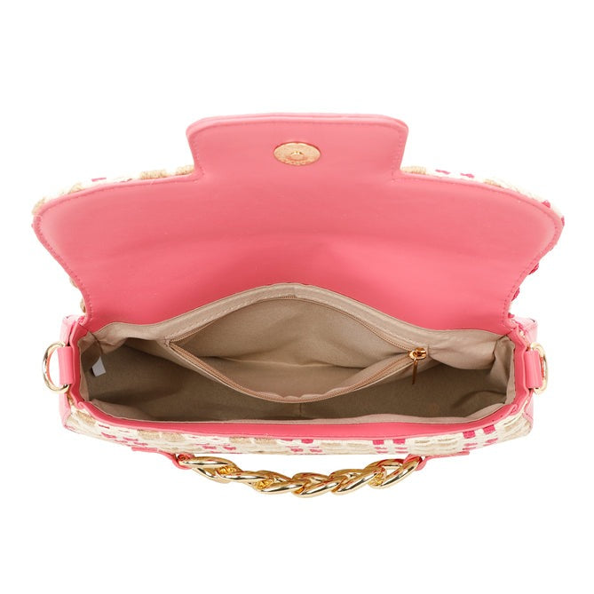 Craze London Canvas Crossbody Bag with Pu Leather Strap
