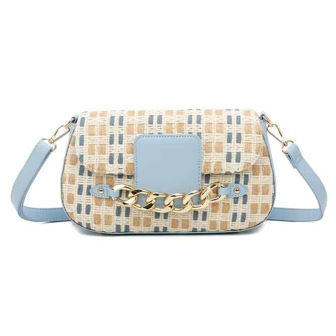 Craze London Canvas Crossbody Bag with Pu Leather Strap