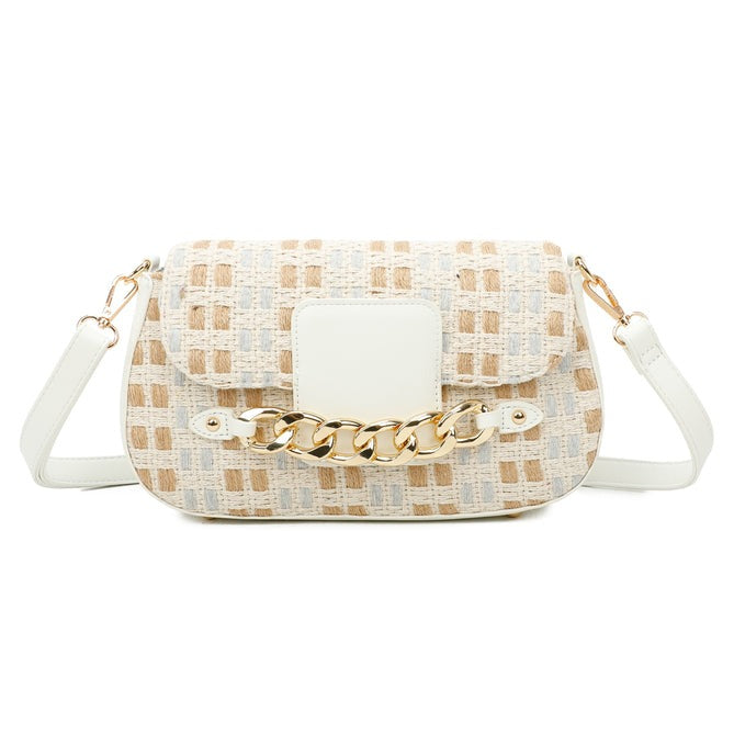 Craze London Canvas Crossbody Bag with Pu Leather Strap