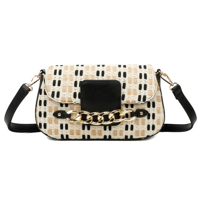 Craze London Canvas Crossbody Bag with Pu Leather Strap