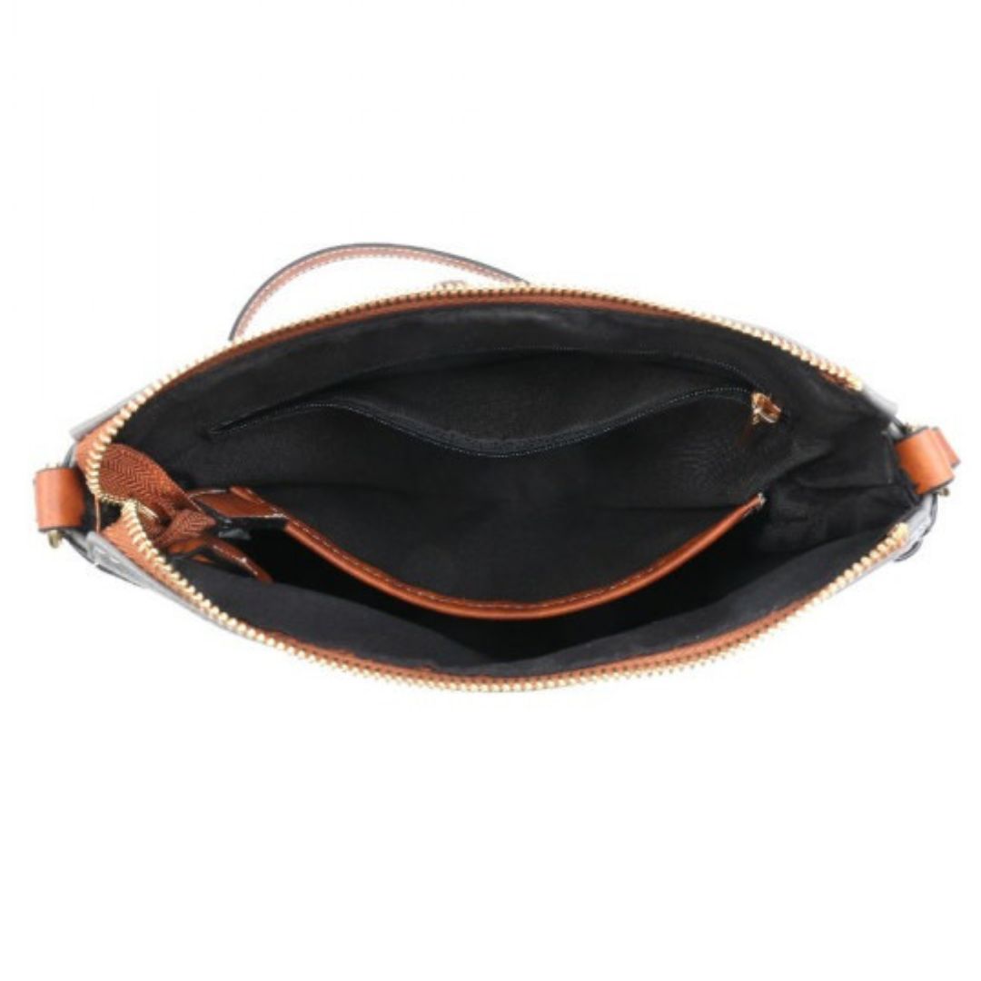 Craze London Cross Body Handbag front zipped pocket with adjustable strap