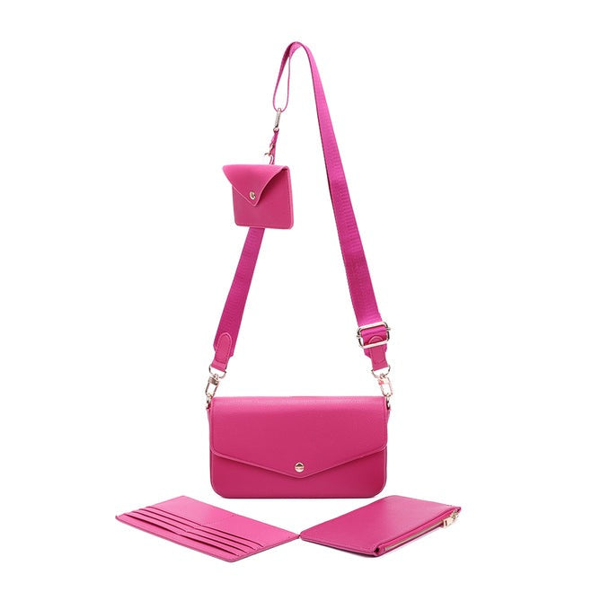 Craze London Cross body 4 in 1 Bag with Canvas Strap