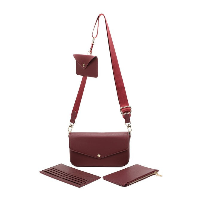 Craze London Cross body 4 in 1 Bag with Canvas Strap