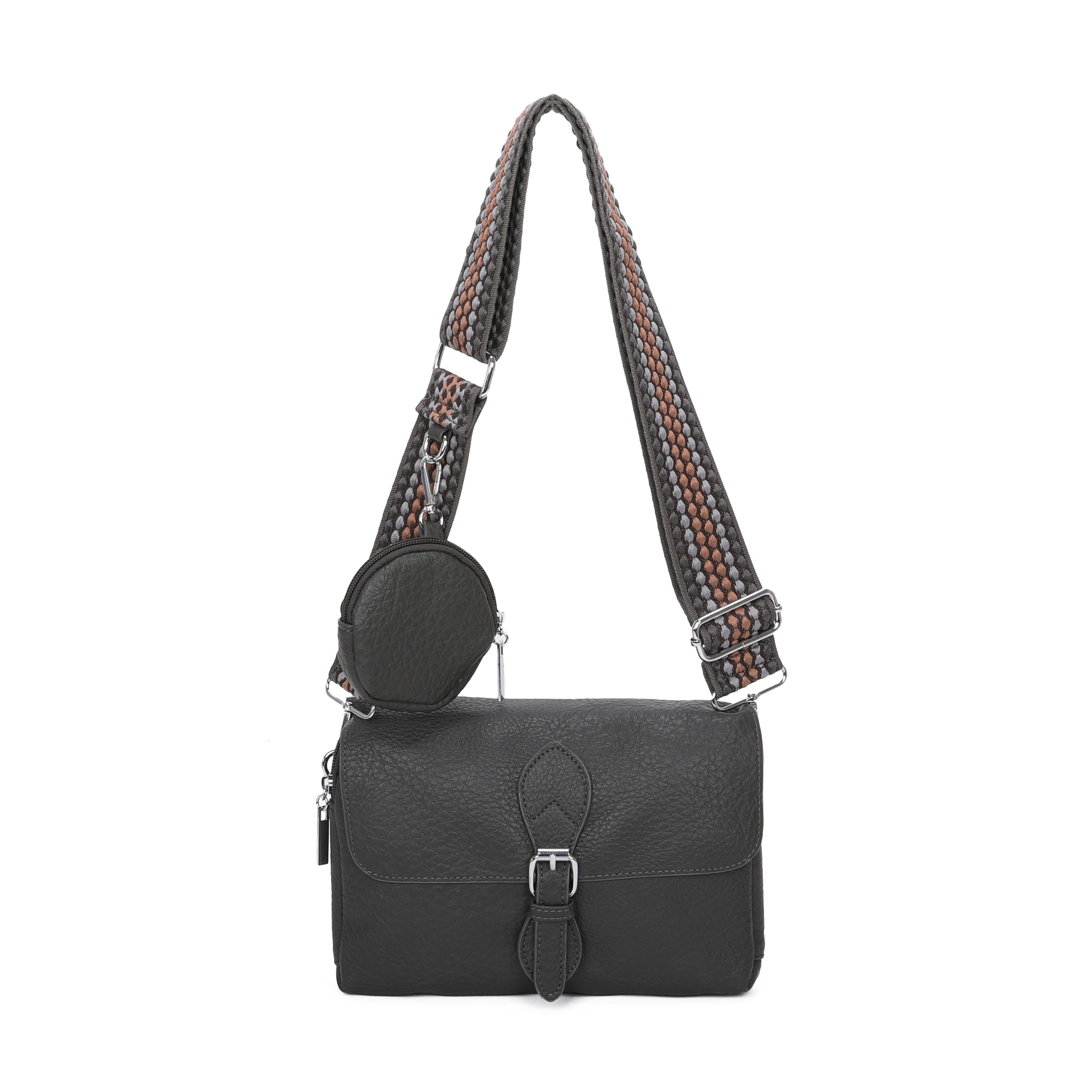 Craze London Crossbody Bag with Double Zipped Compartments