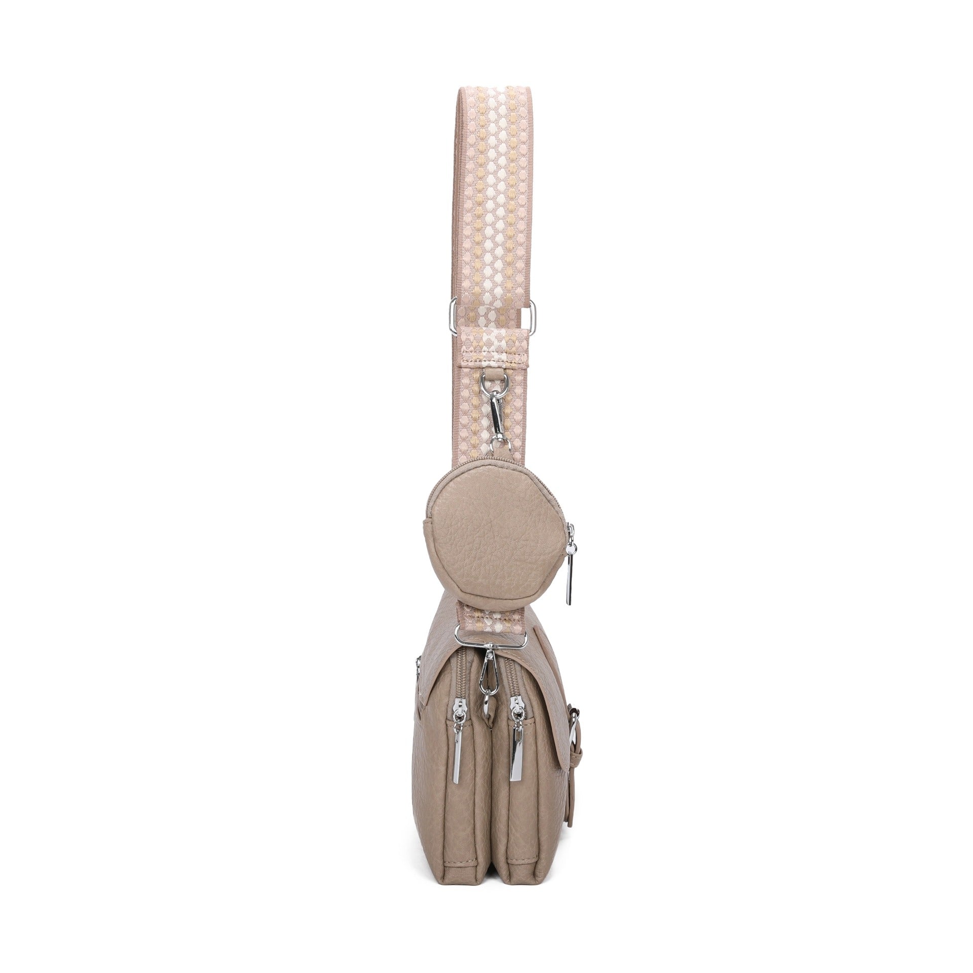 Craze London Crossbody Bag with Double Zipped Compartments