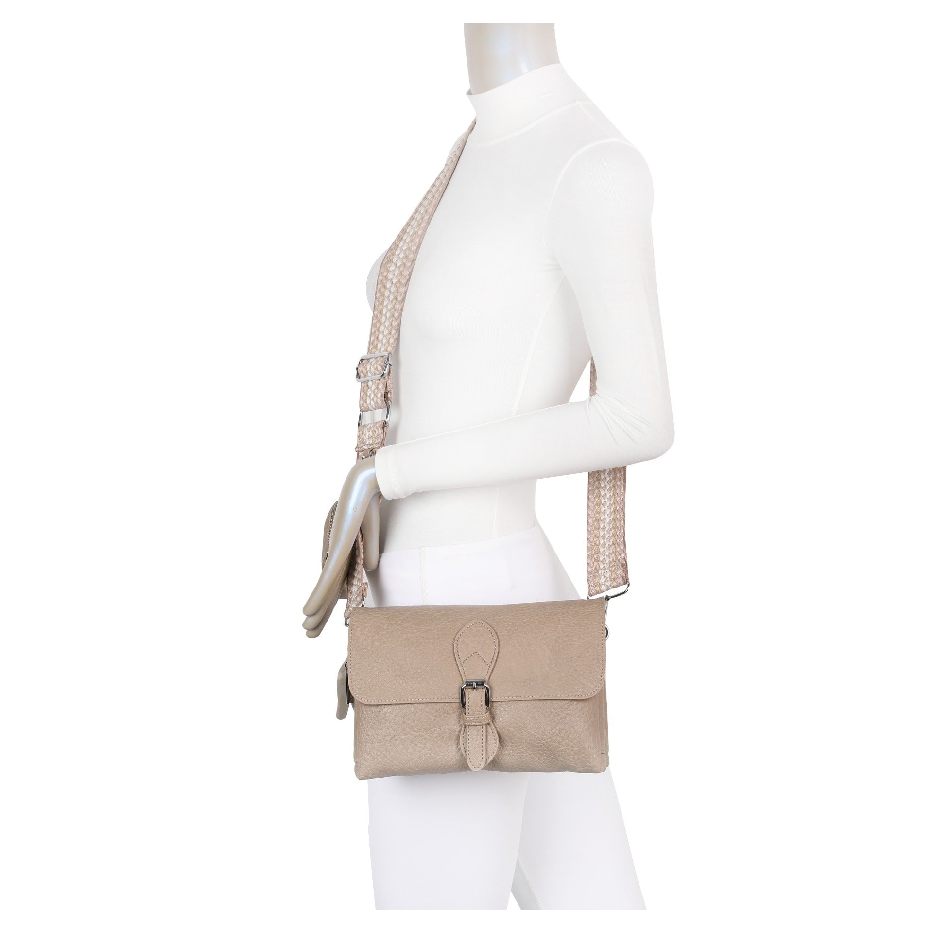 Craze London Crossbody Bag with Double Zipped Compartments