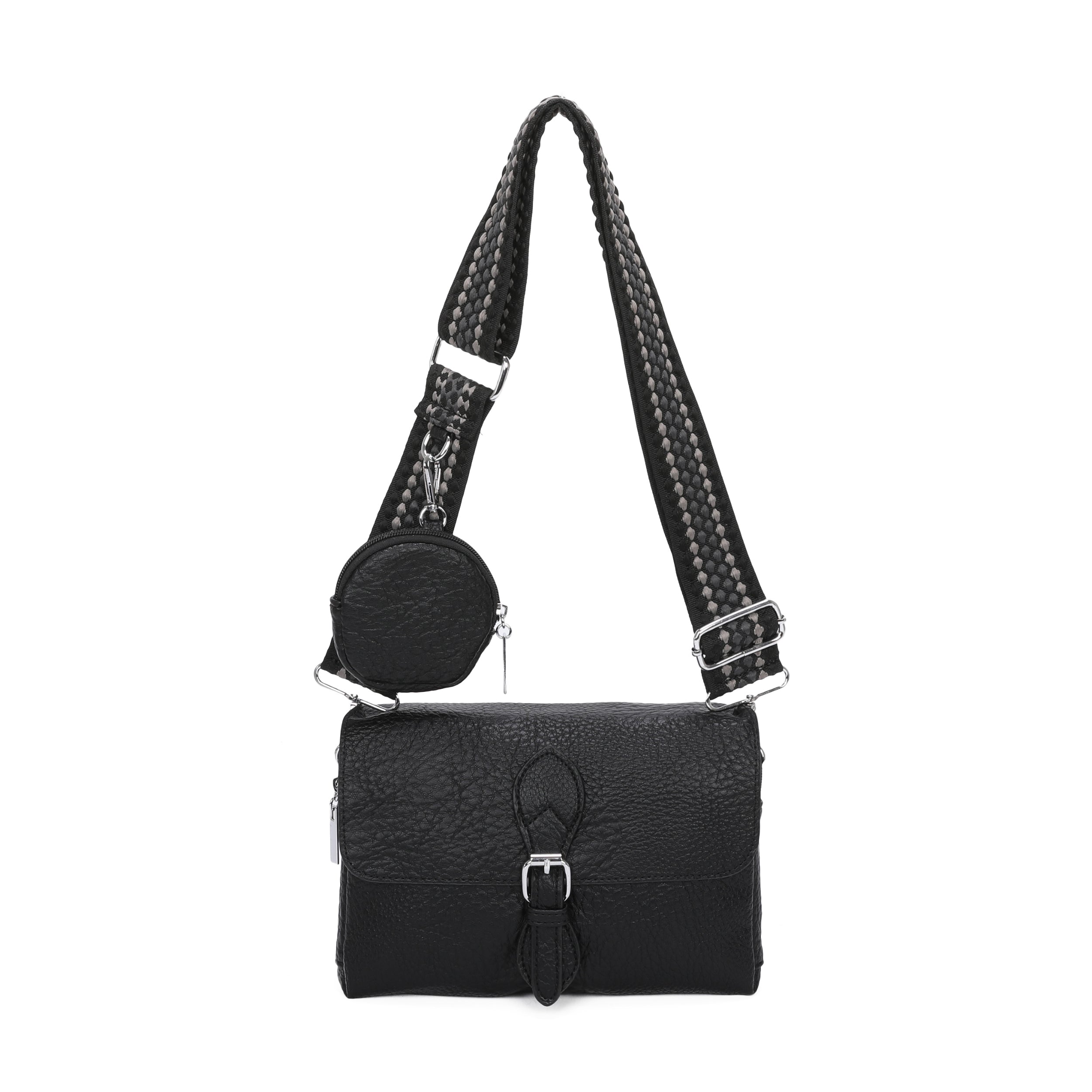 Craze London Crossbody Bag with Double Zipped Compartments