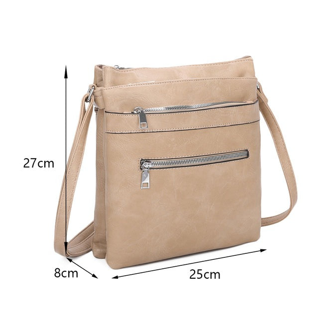 Craze London Crossbody bag with 3 Zipped Pockets