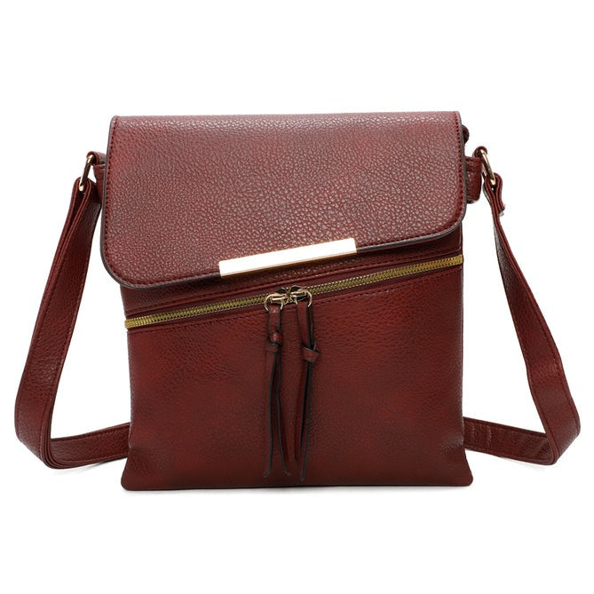 Craze London Crossbody bag with Top and Front Zip Closure