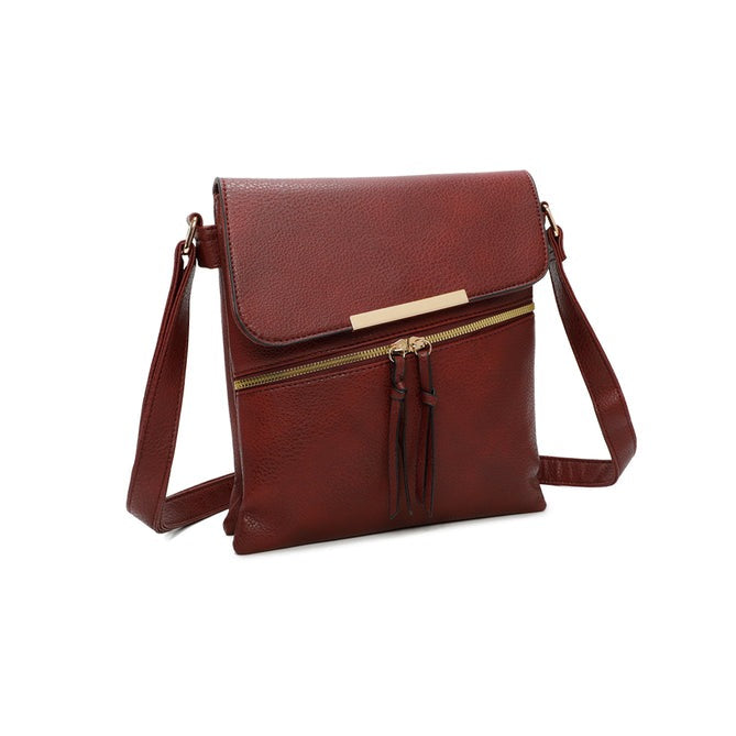 Craze London Crossbody bag with Top and Front Zip Closure
