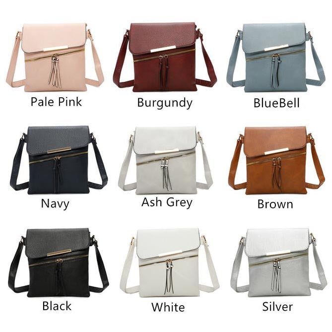 Craze London Crossbody bag with Top and Front Zip Closure