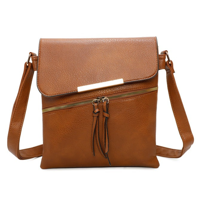 Craze London Crossbody bag with Top and Front Zip Closure