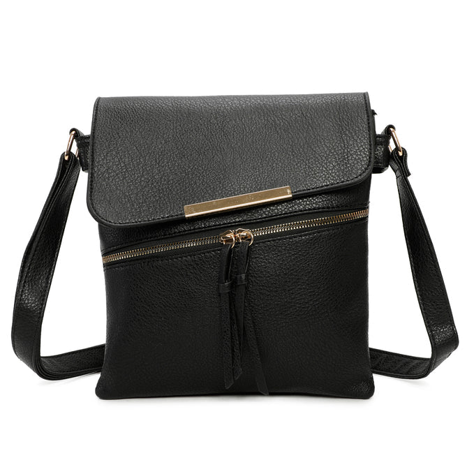 Craze London Crossbody bag with Top and Front Zip Closure