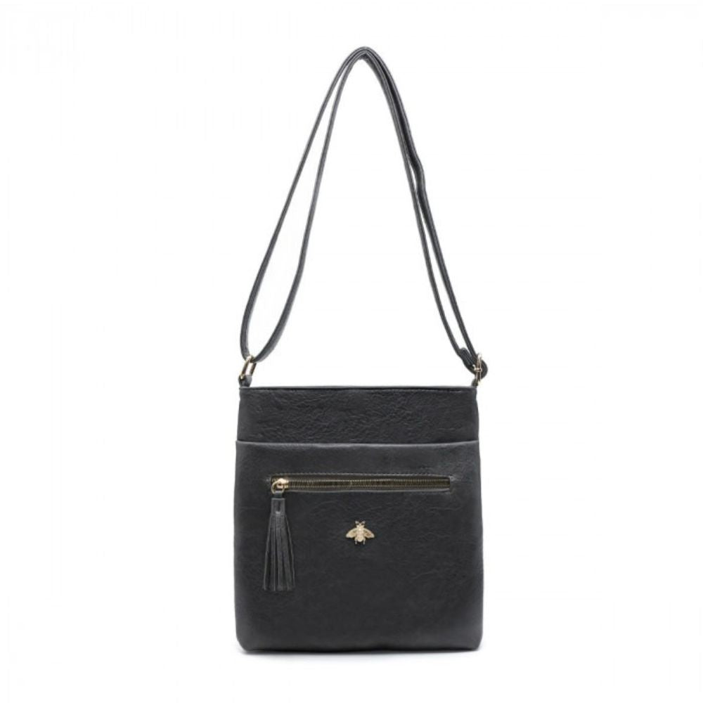 Craze London Crossbody bag with tassel details & Zipped Pockets