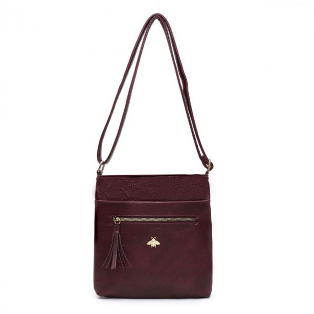 Craze London Crossbody bag with tassel details & Zipped Pockets