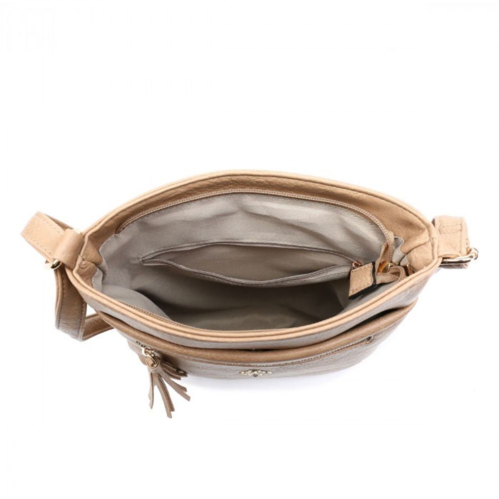 Craze London Crossbody bag with tassel details & Zipped Pockets