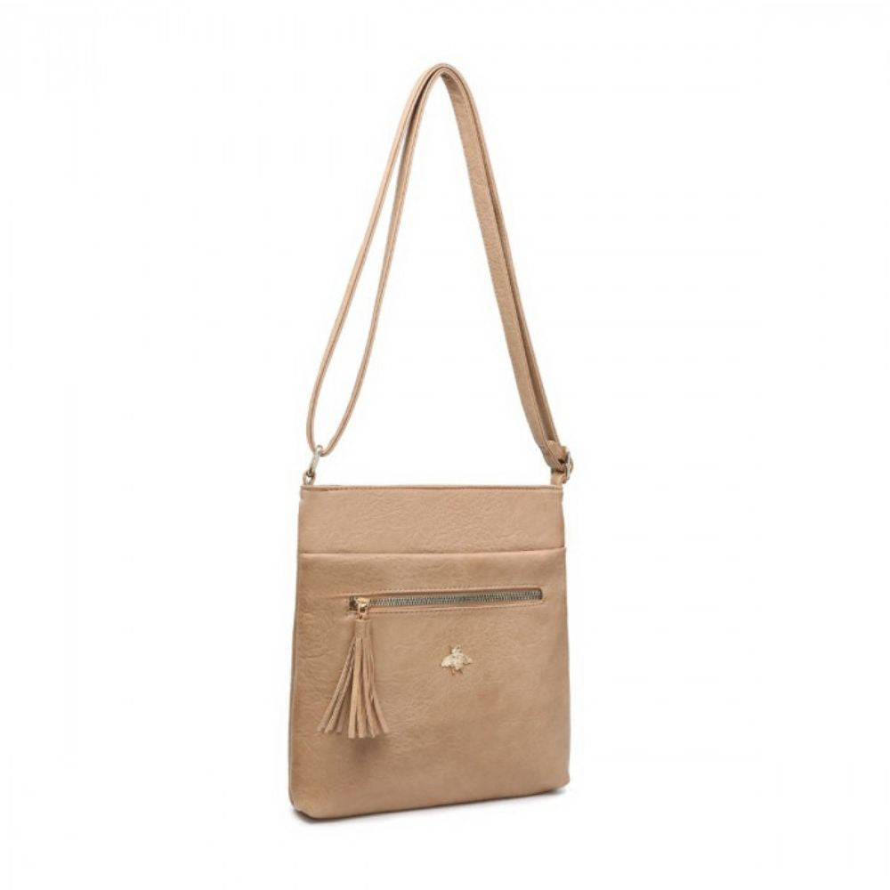 Craze London Crossbody bag with tassel details & Zipped Pockets