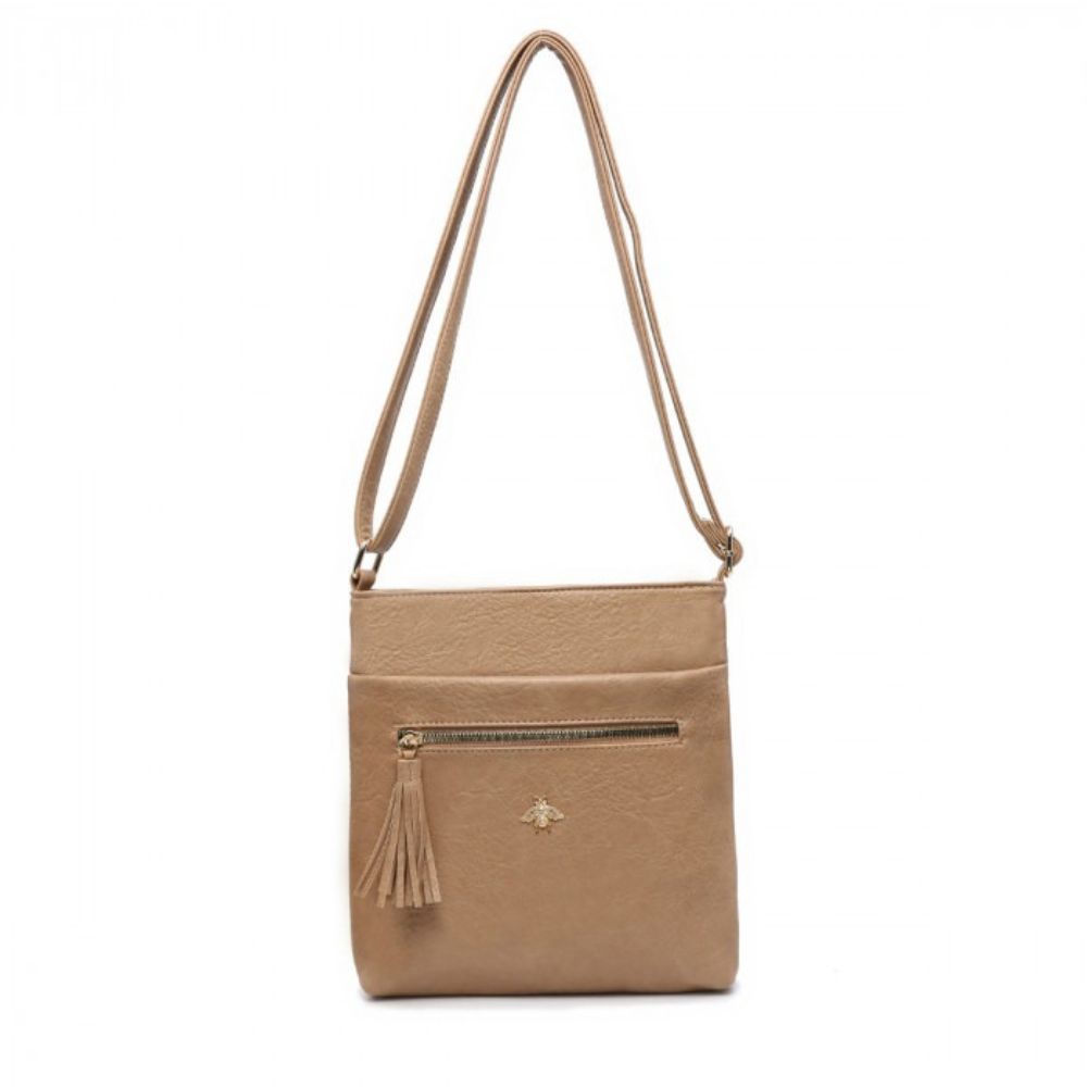 Craze London Crossbody bag with tassel details & Zipped Pockets