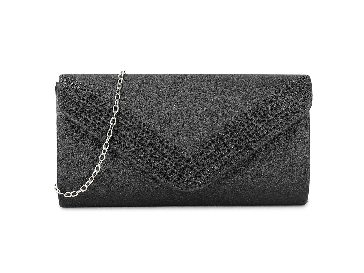 Craze London Diamante Pattern Glittered Clutch Bag