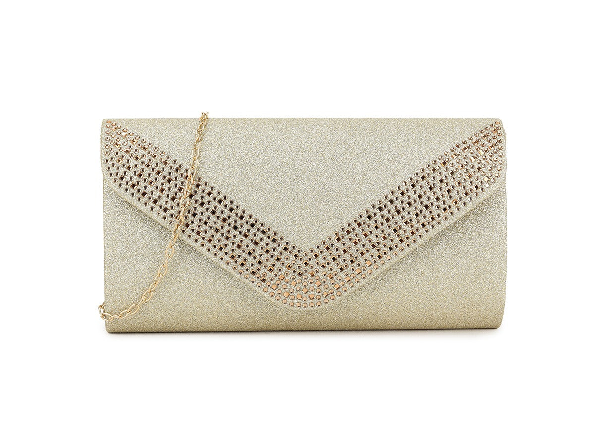 Craze London Diamante Pattern Glittered Clutch Bag