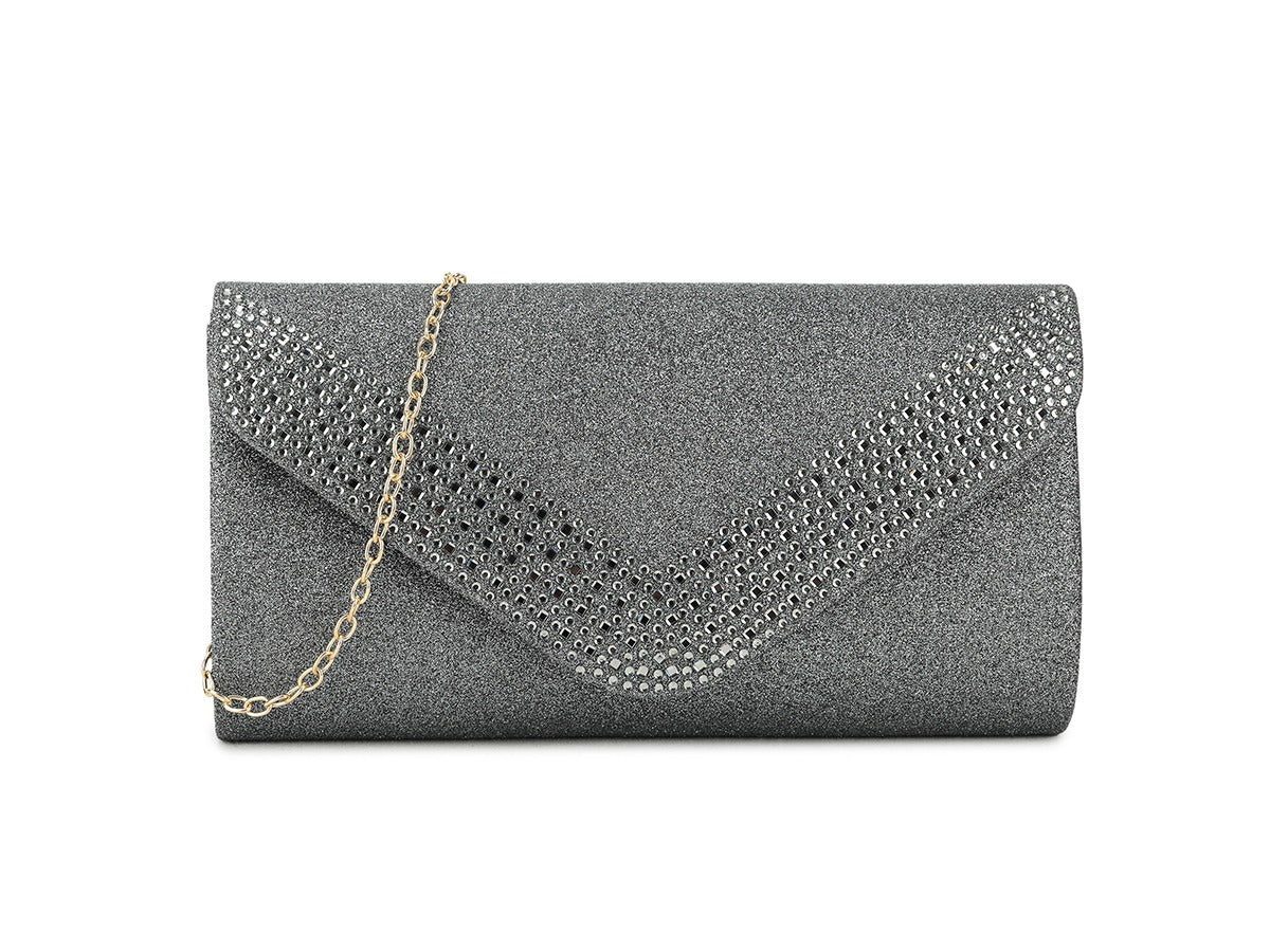 Craze London Diamante Pattern Glittered Clutch Bag