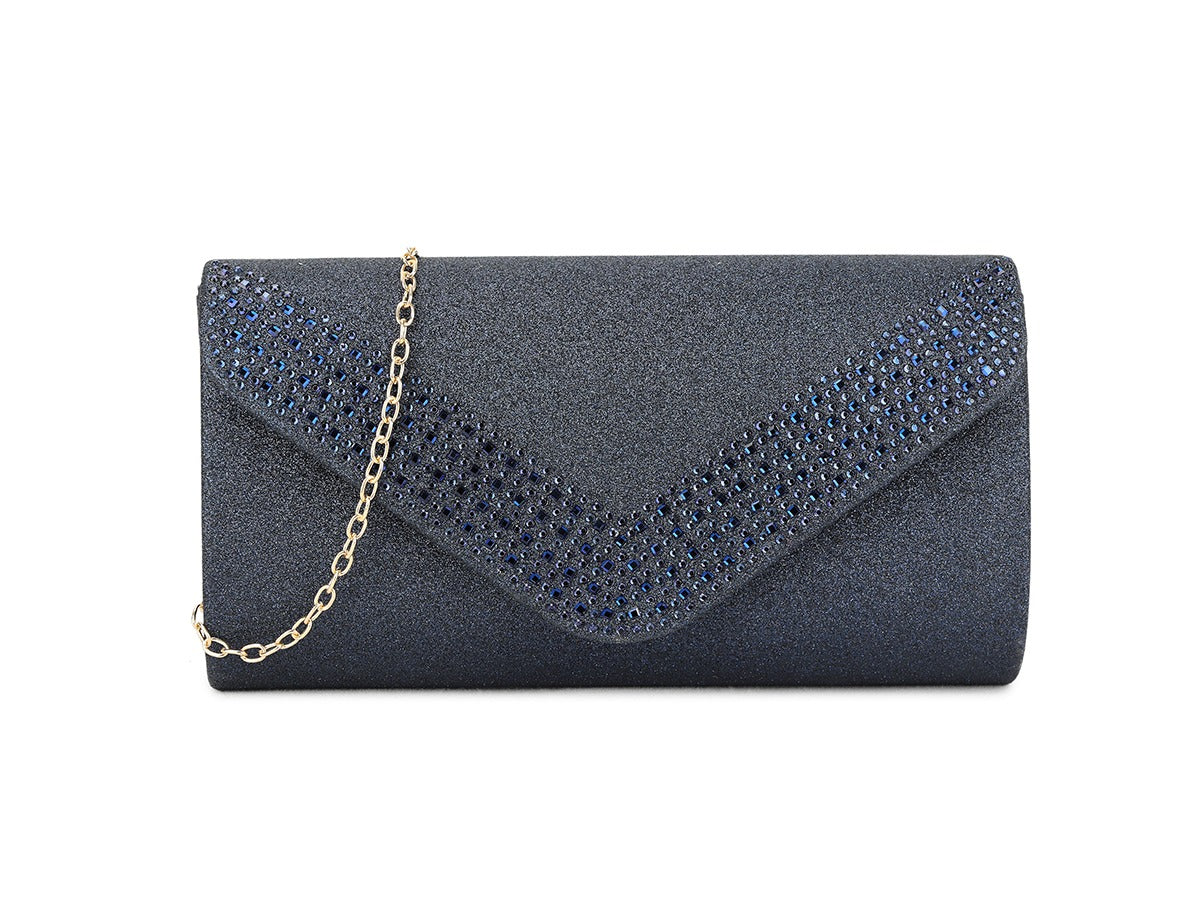 Craze London Diamante Pattern Glittered Clutch Bag