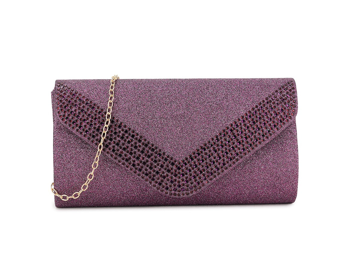 Craze London Diamante Pattern Glittered Clutch Bag
