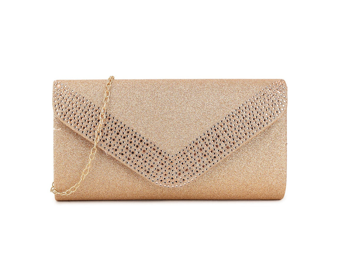 Craze London Diamante Pattern Glittered Clutch Bag
