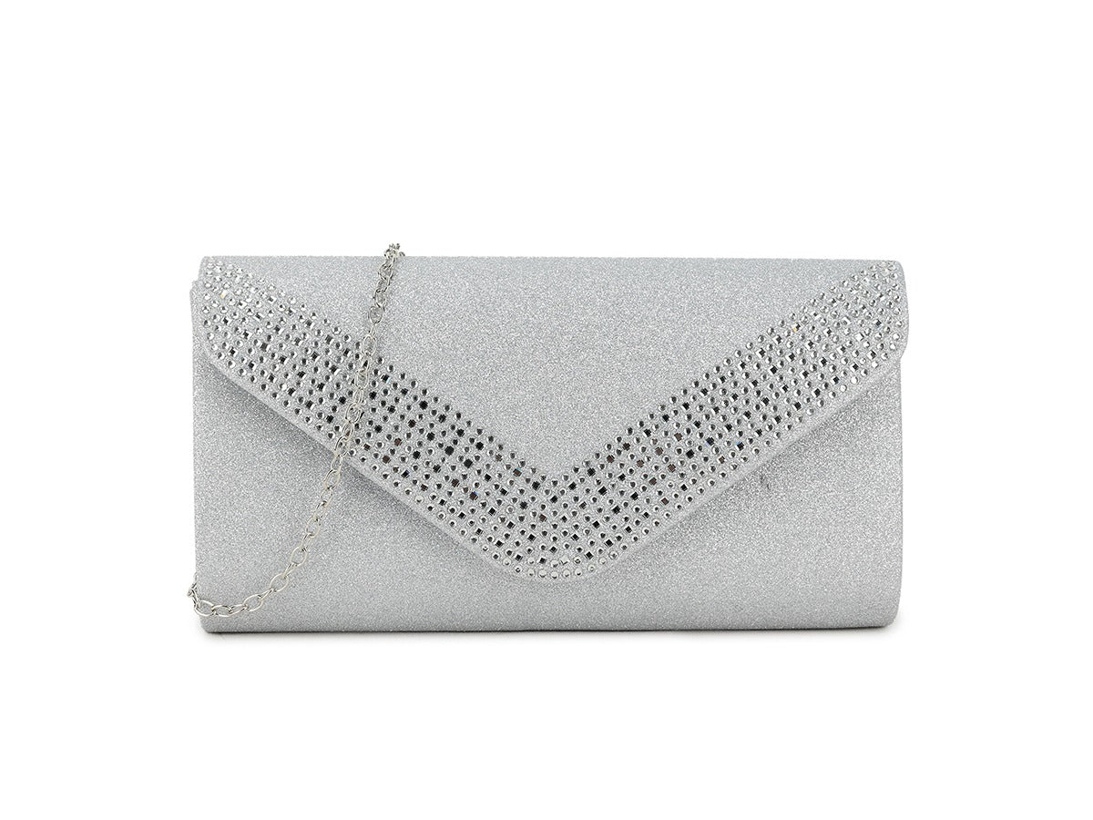 Craze London Diamante Pattern Glittered Clutch Bag