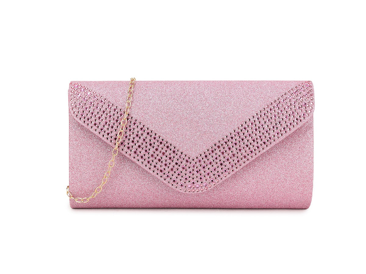 Craze London Diamante Pattern Glittered Clutch Bag