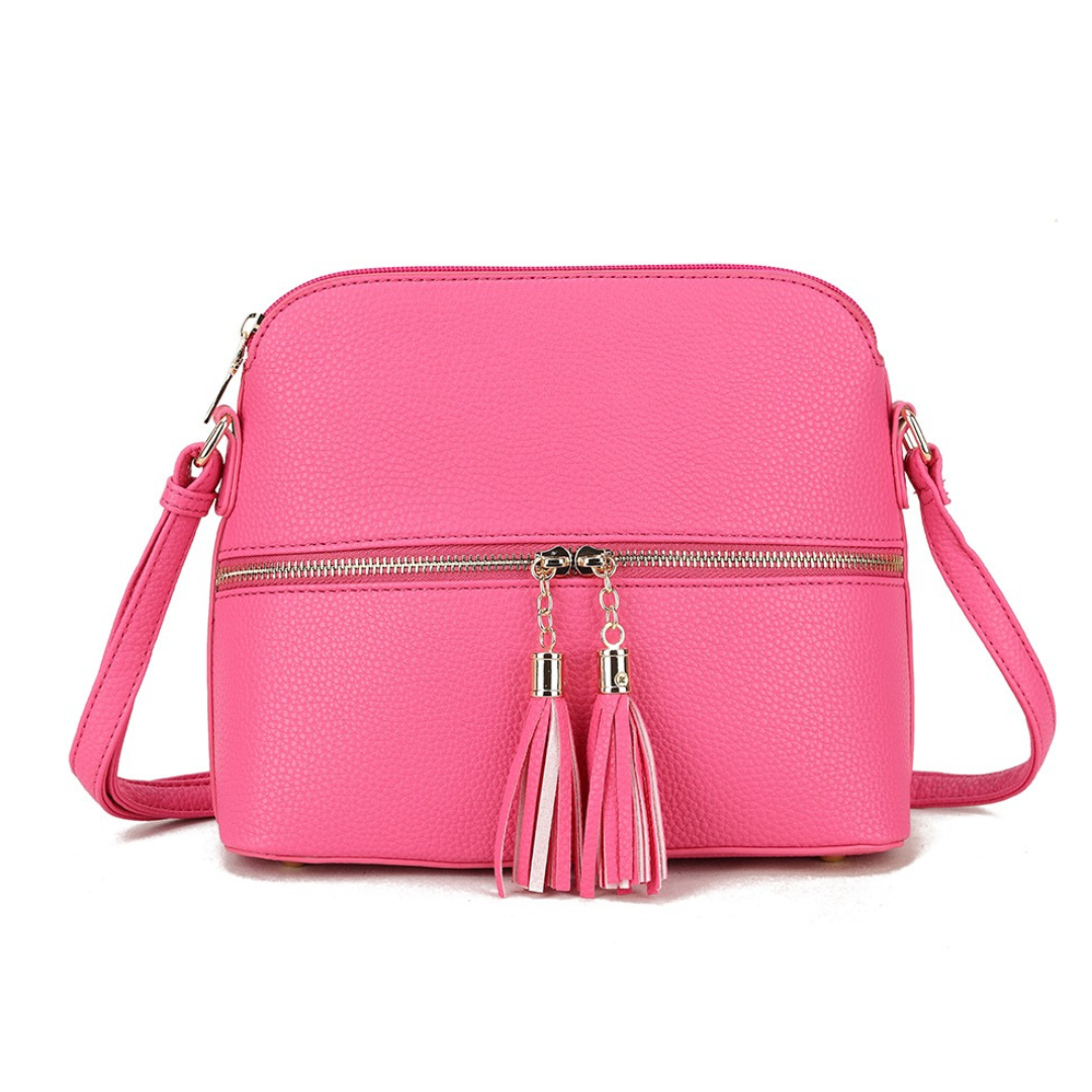 Craze London Faux Leather Cross Body Bag with Front Zip Closure