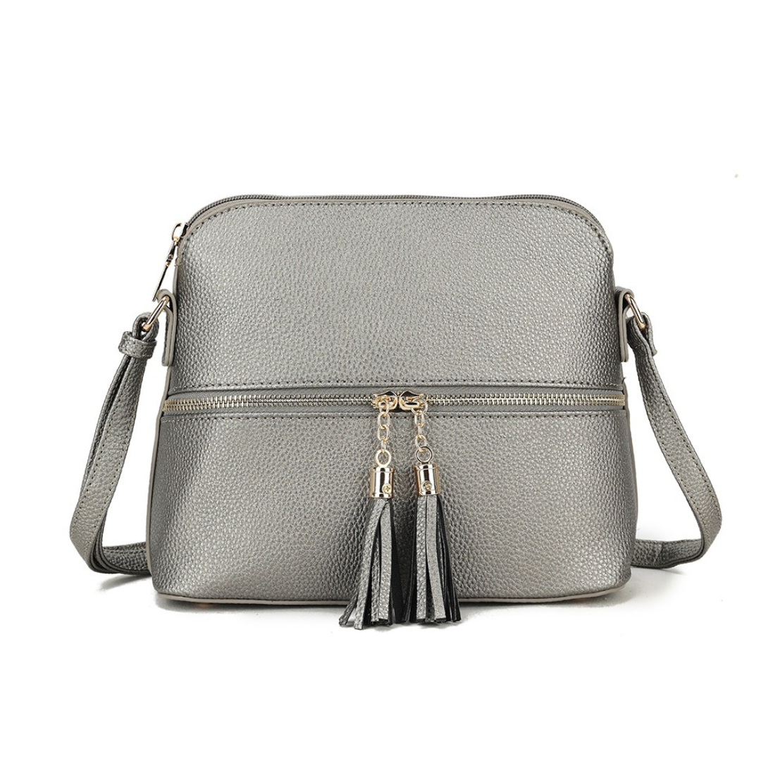 Craze London Faux Leather Cross Body Bag with Front Zip Closure