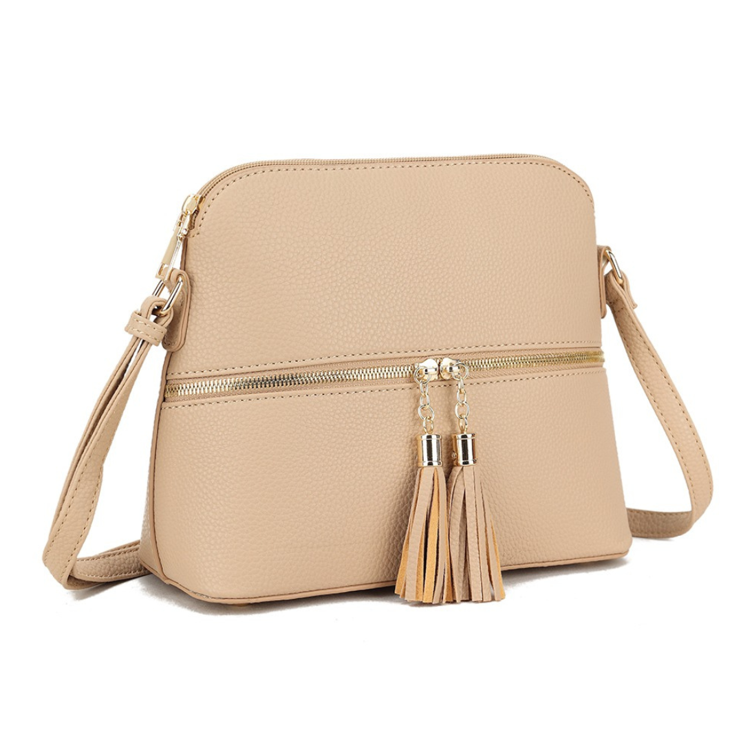 Craze London Faux Leather Cross Body Bag with Front Zip Closure