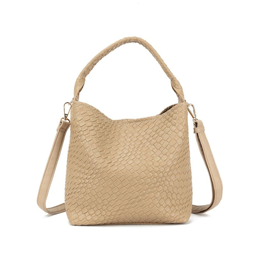 Craze London Faux Leather Woven Crossbody Bag