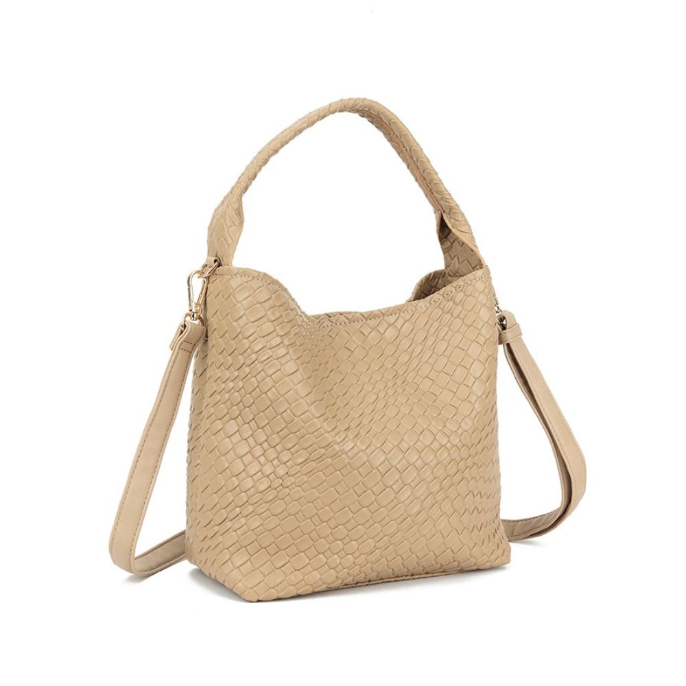 Craze London Faux Leather Woven Crossbody Bag