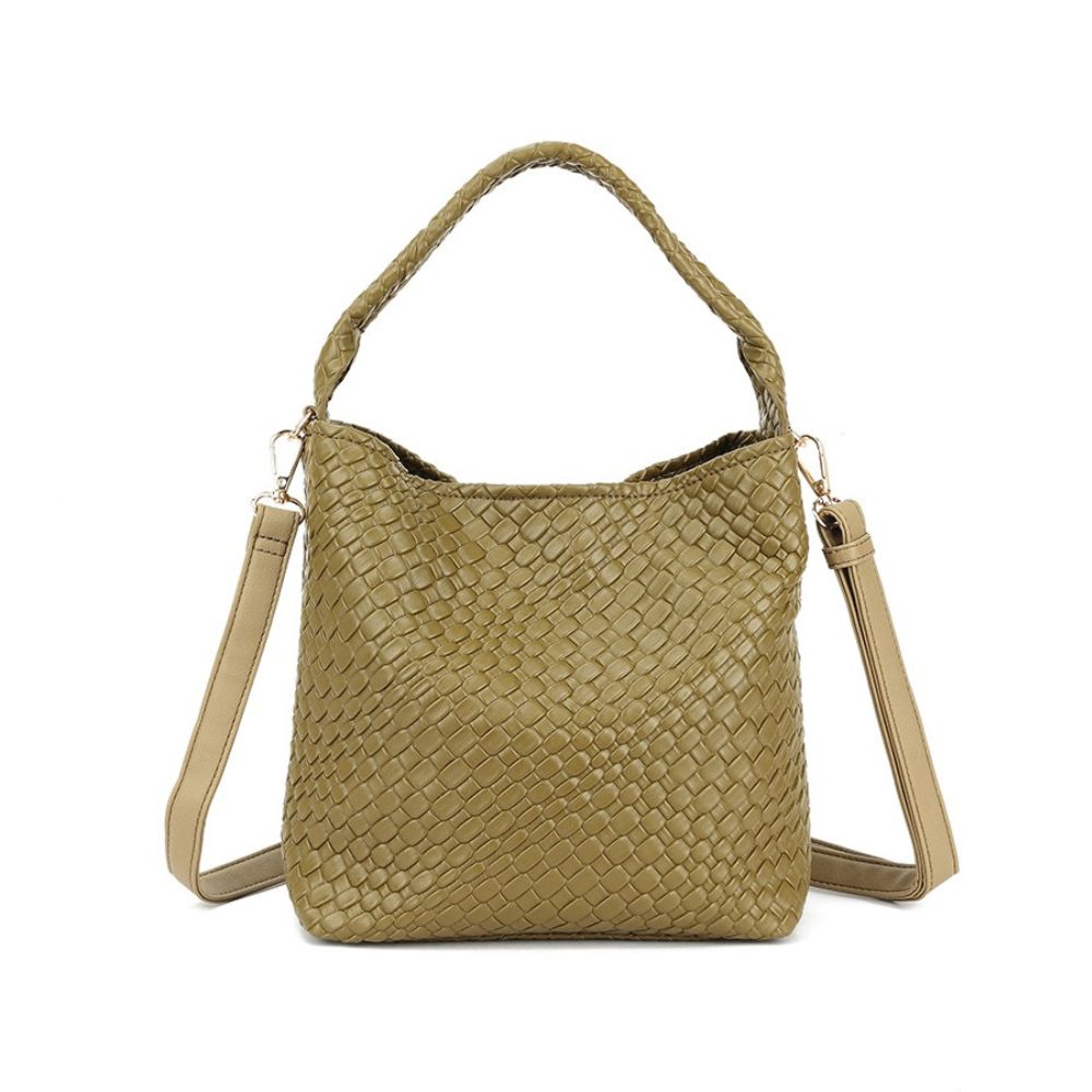 Craze London Faux Leather Woven Crossbody Bag