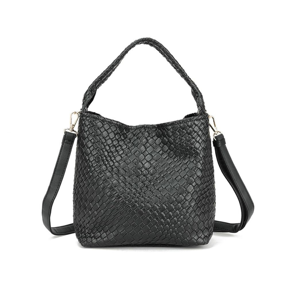 Craze London Faux Leather Woven Crossbody Bag