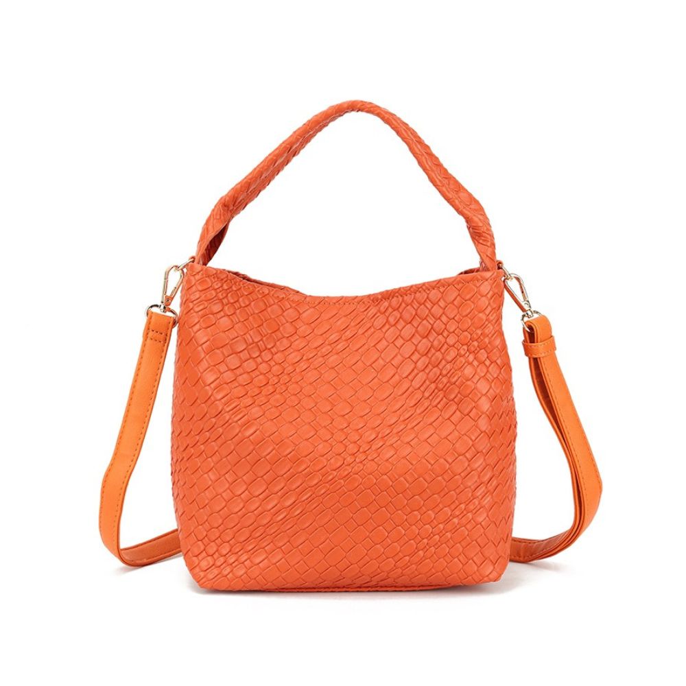 Craze London Faux Leather Woven Crossbody Bag