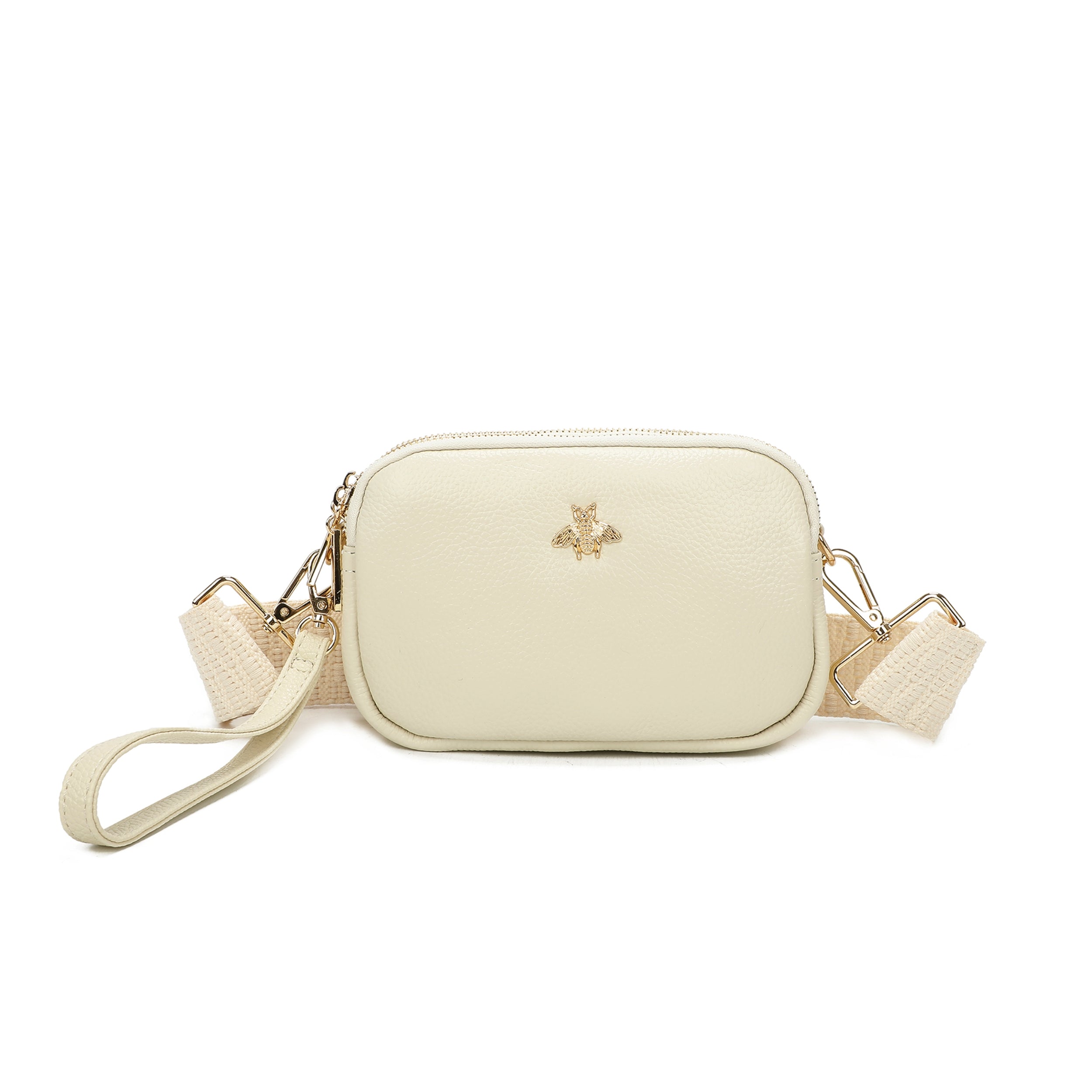Craze London Quilted Bee Designer Leather Crossbody Bag